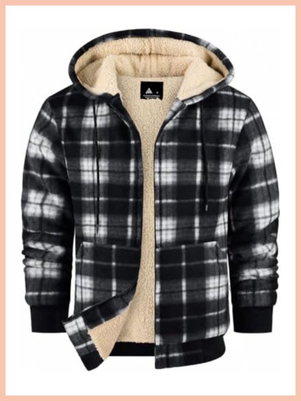 Men's Plaid Flannel Sherpa Lined Zip Up Hoodie Jacket Thick Warm Winter Coat